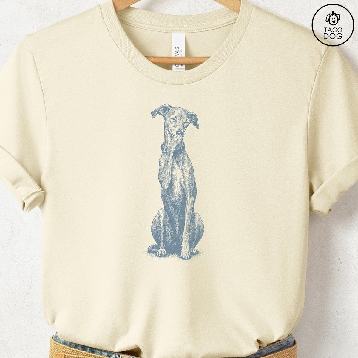 Italian Greyhound Whippet Laughing T-Shirt Natural Taco-Dog
