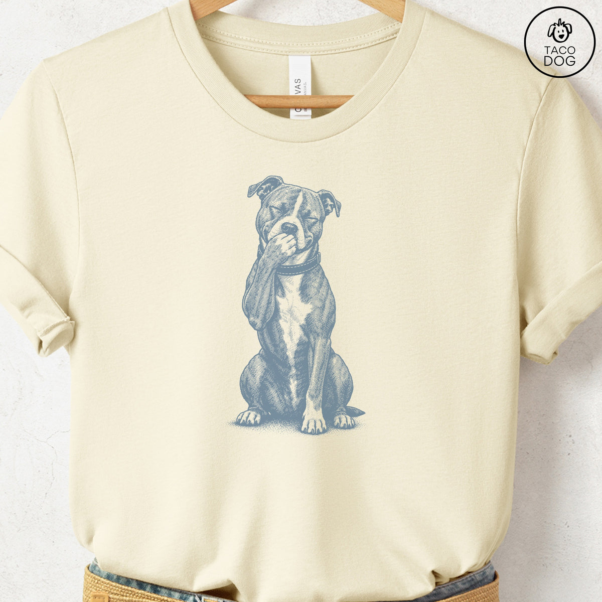 Pitbull Laughing T-Shirt Natural Taco-Dog