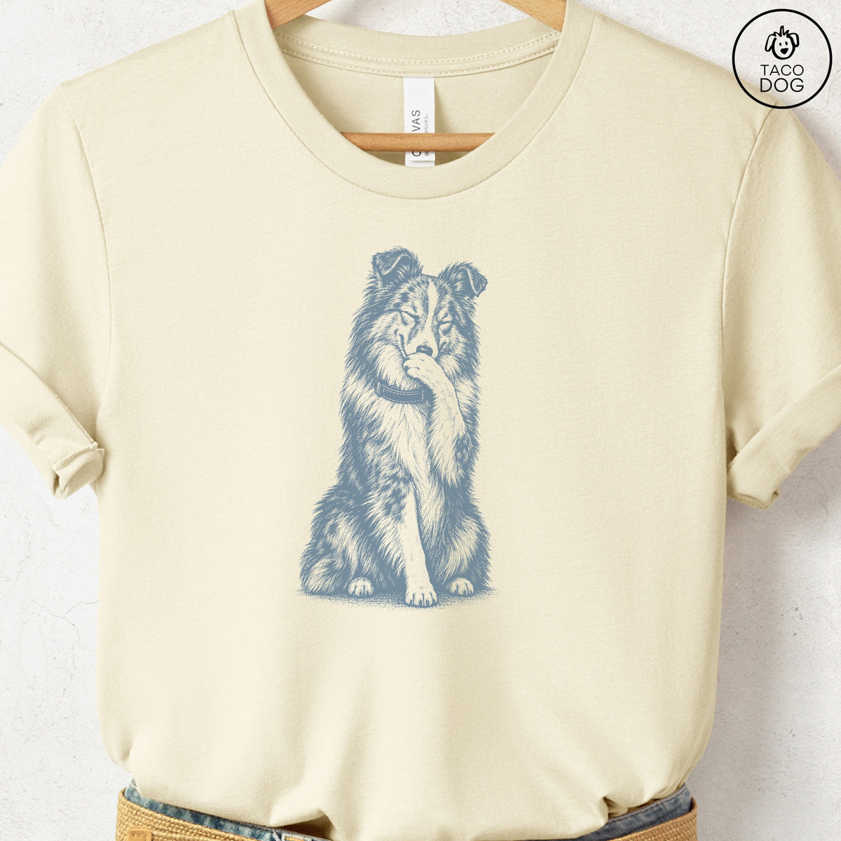 Shetland Sheepdog Laughing T-Shirt Natural Taco-Dog