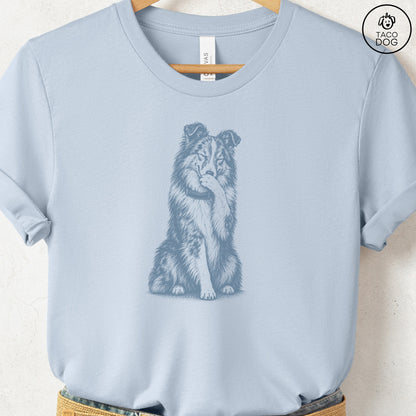 Shetland Sheepdog Laughing T-Shirt Light Blue Taco-Dog