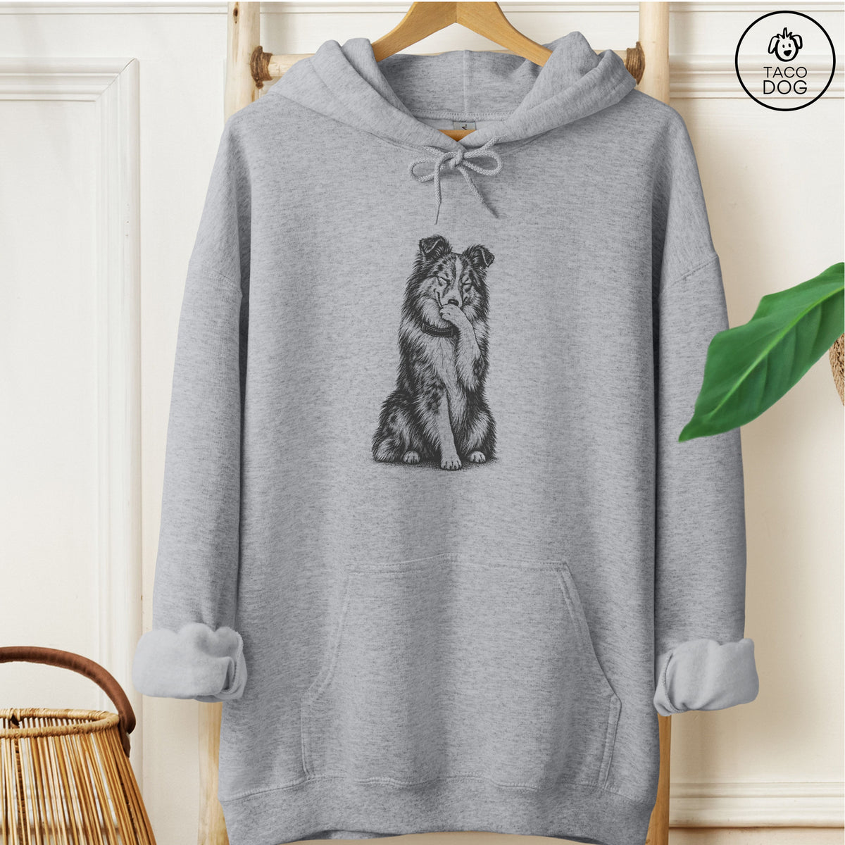 Shetland Sheepdog Laughing Hoodie Graphite Heather Taco-Dog