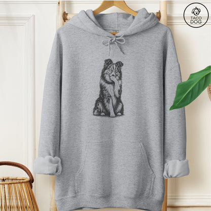 Shetland Sheepdog Laughing Hoodie Graphite Heather Taco-Dog