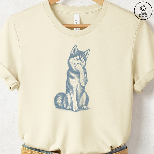 Husky Laughing T-Shirt Natural Taco-Dog