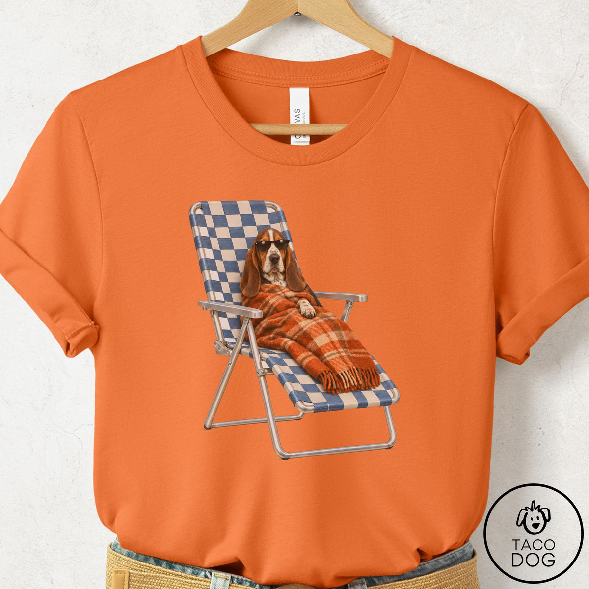 Basset Hound Layering T-Shirt Burnt Orange Taco-Dog