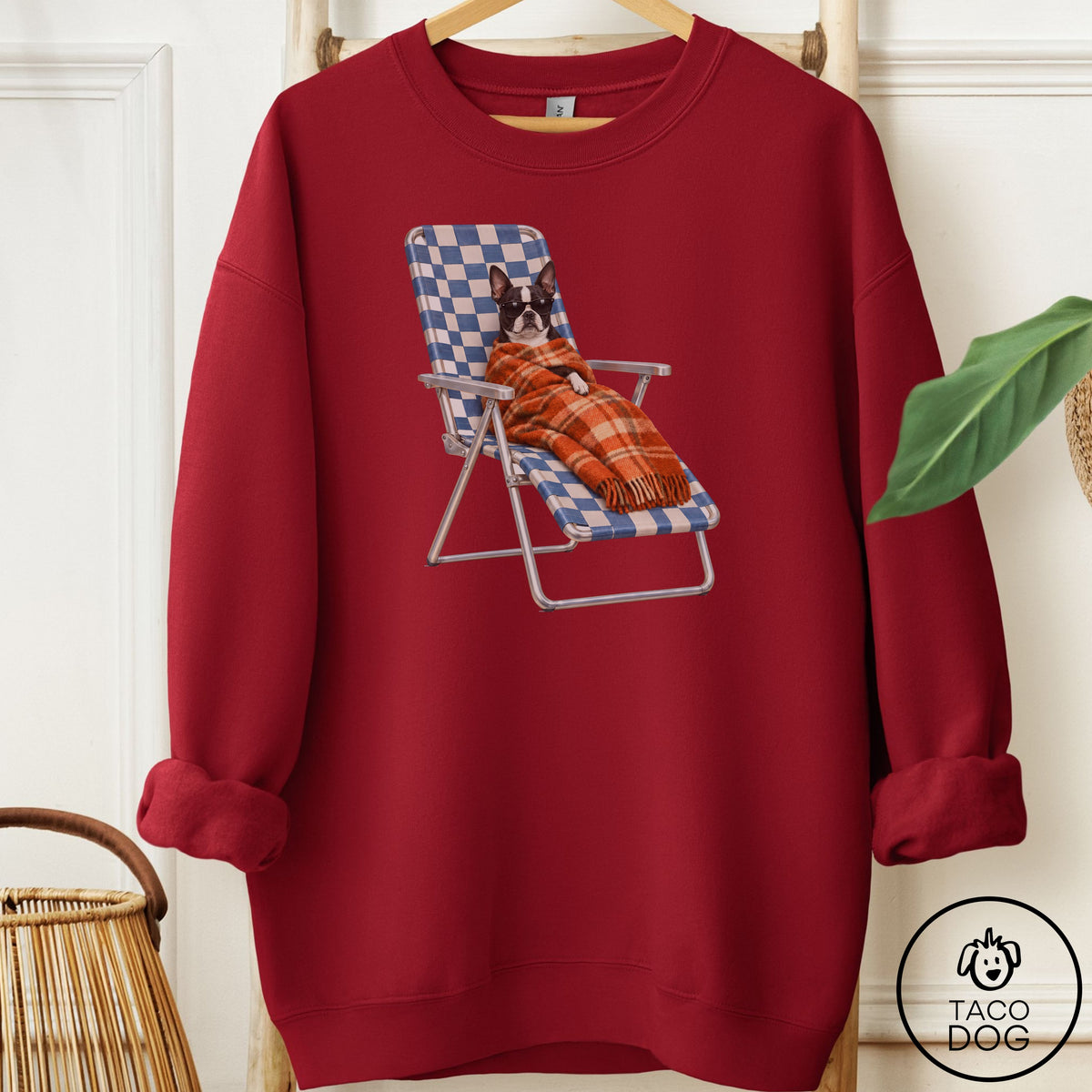 Boston Terrier Layering Sweatshirt Garnet Taco-Dog