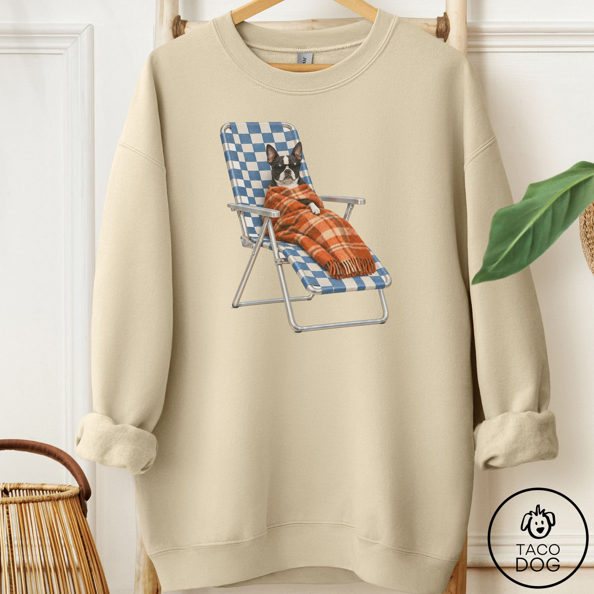 Boston Terrier Layering Sweatshirt Sand Taco-Dog
