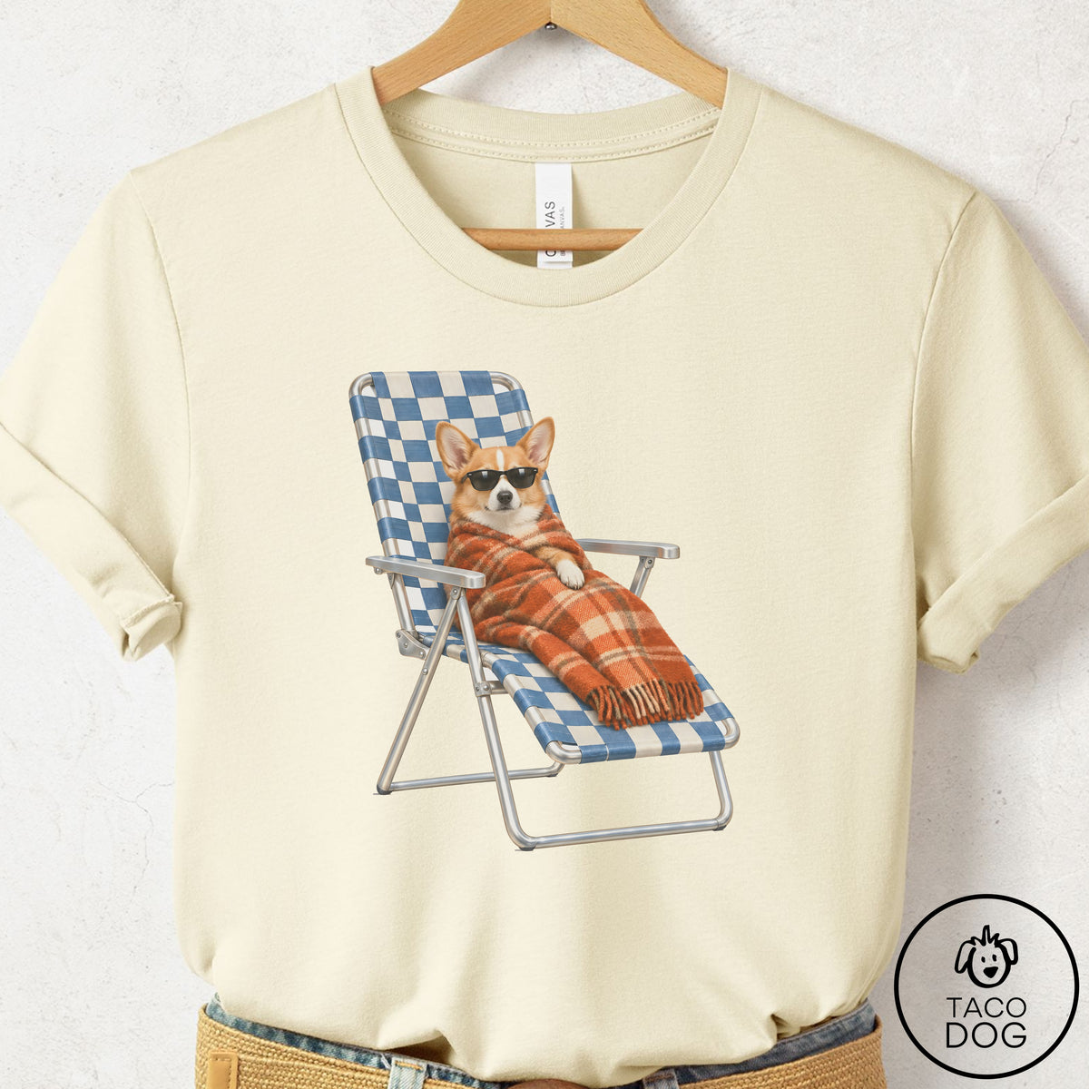 Corgi Layering T-Shirt Natural Taco-Dog