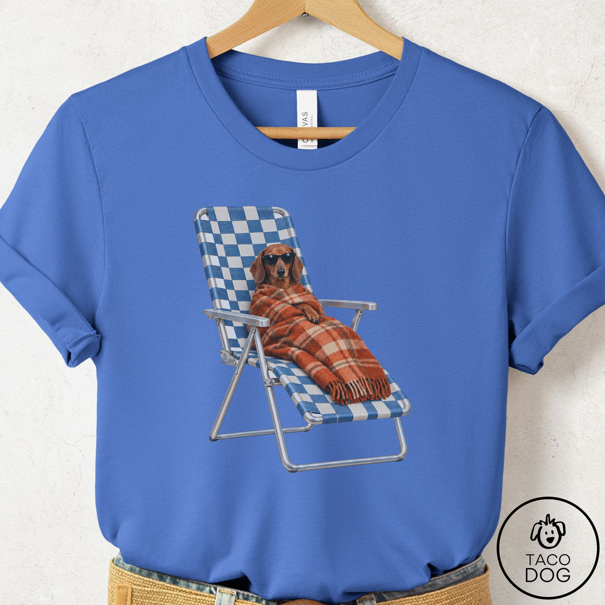 Dachshund Layering T-Shirt Columbia Blue Taco-Dog