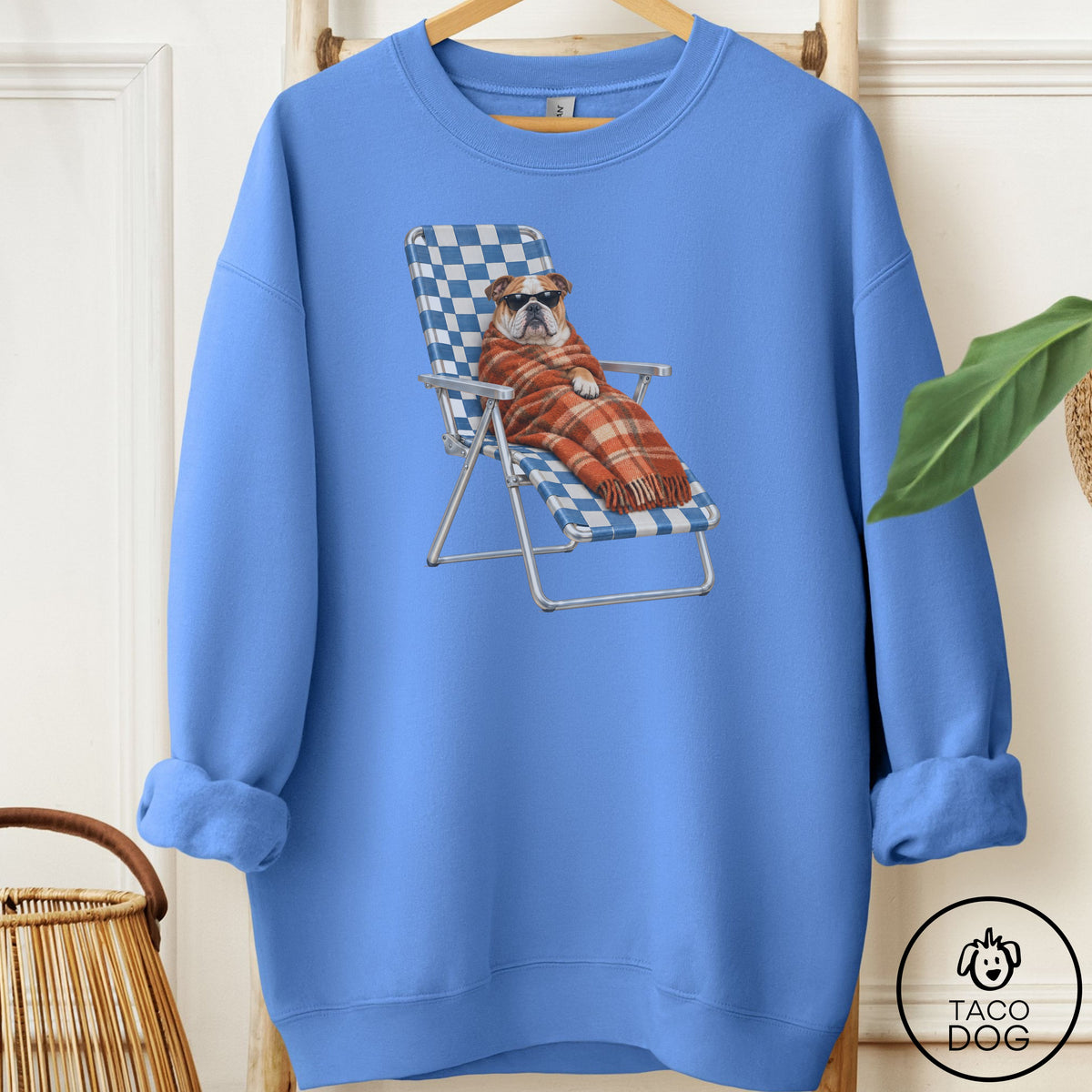 English Bulldog Layering Sweatshirt Carolina Blue Taco-Dog