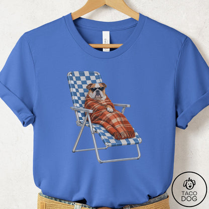 English Bulldog Layering T-Shirt Columbia Blue Taco-Dog
