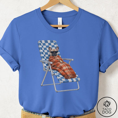 French Bulldog Frenchie Layering T-Shirt Columbia Blue Taco-Dog