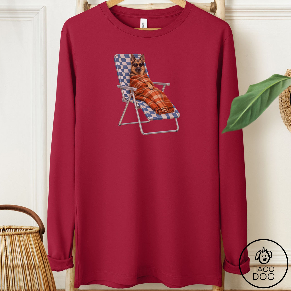German Shepherd Layering Long Sleeve Tee Cardinal Taco-Dog