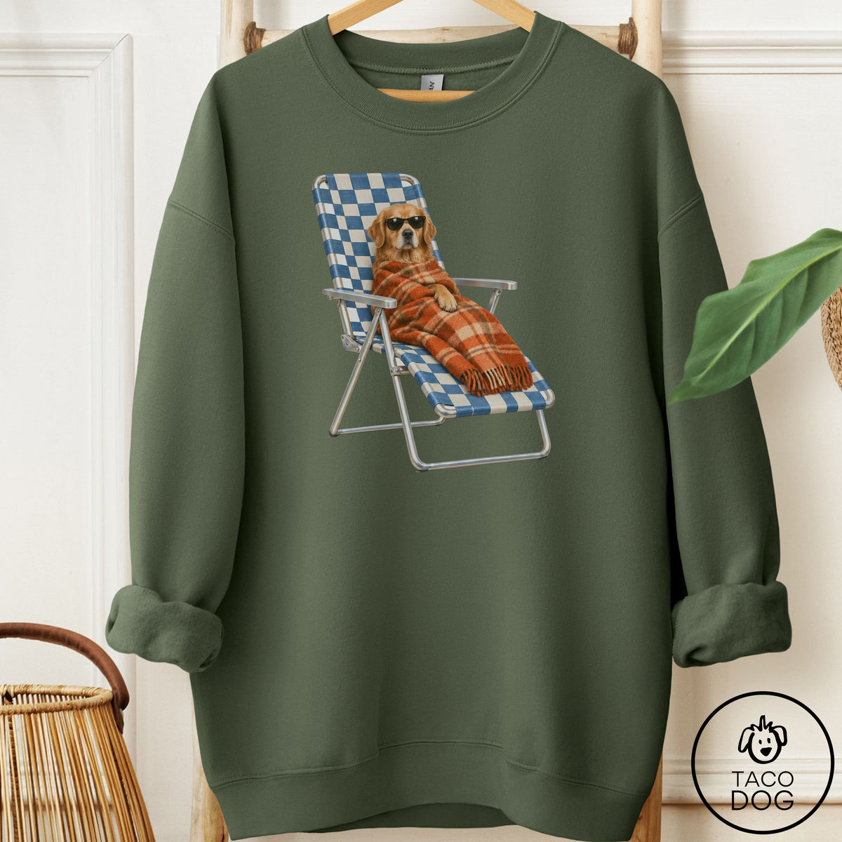 Golden Retriever Layering Sweatshirt Military Green Taco-Dog