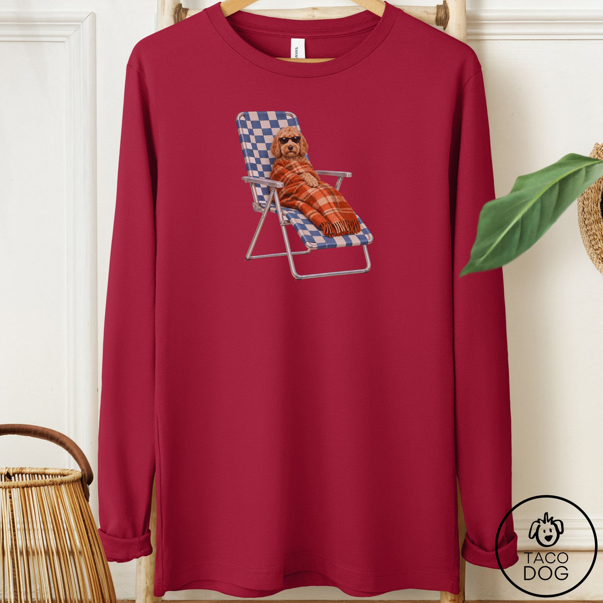 Doodle Layering Long Sleeve Tee Cardinal Taco-Dog