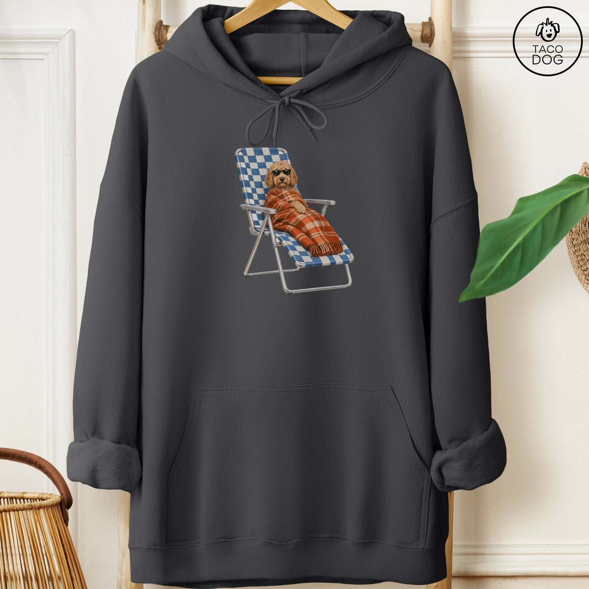 Doodle Layering Hoodie Charcoal Taco-Dog