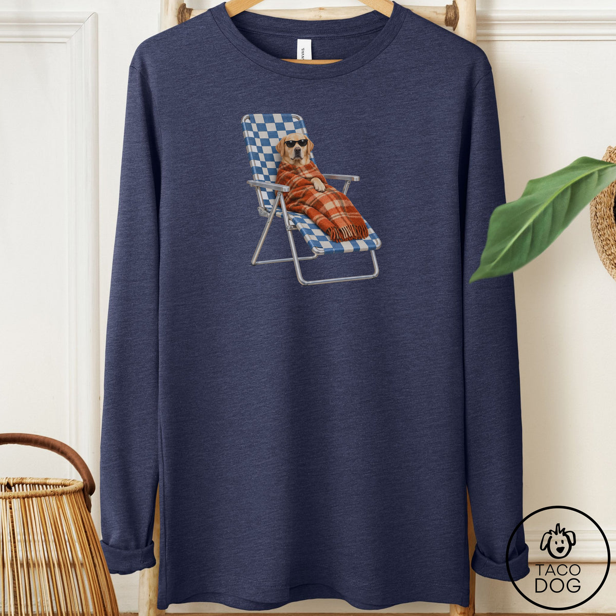 Labrador Retriever Layering Long Sleeve Tee Heather Navy Taco-Dog