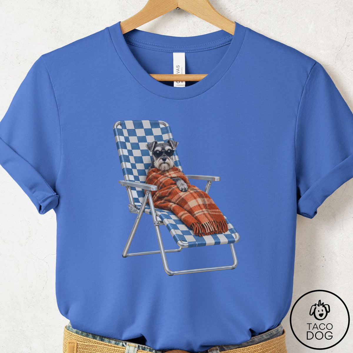 Schnauzer Layering T-Shirt Columbia Blue Taco-Dog