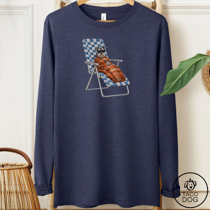 Schnauzer Layering Long Sleeve Tee Heather Navy Taco-Dog