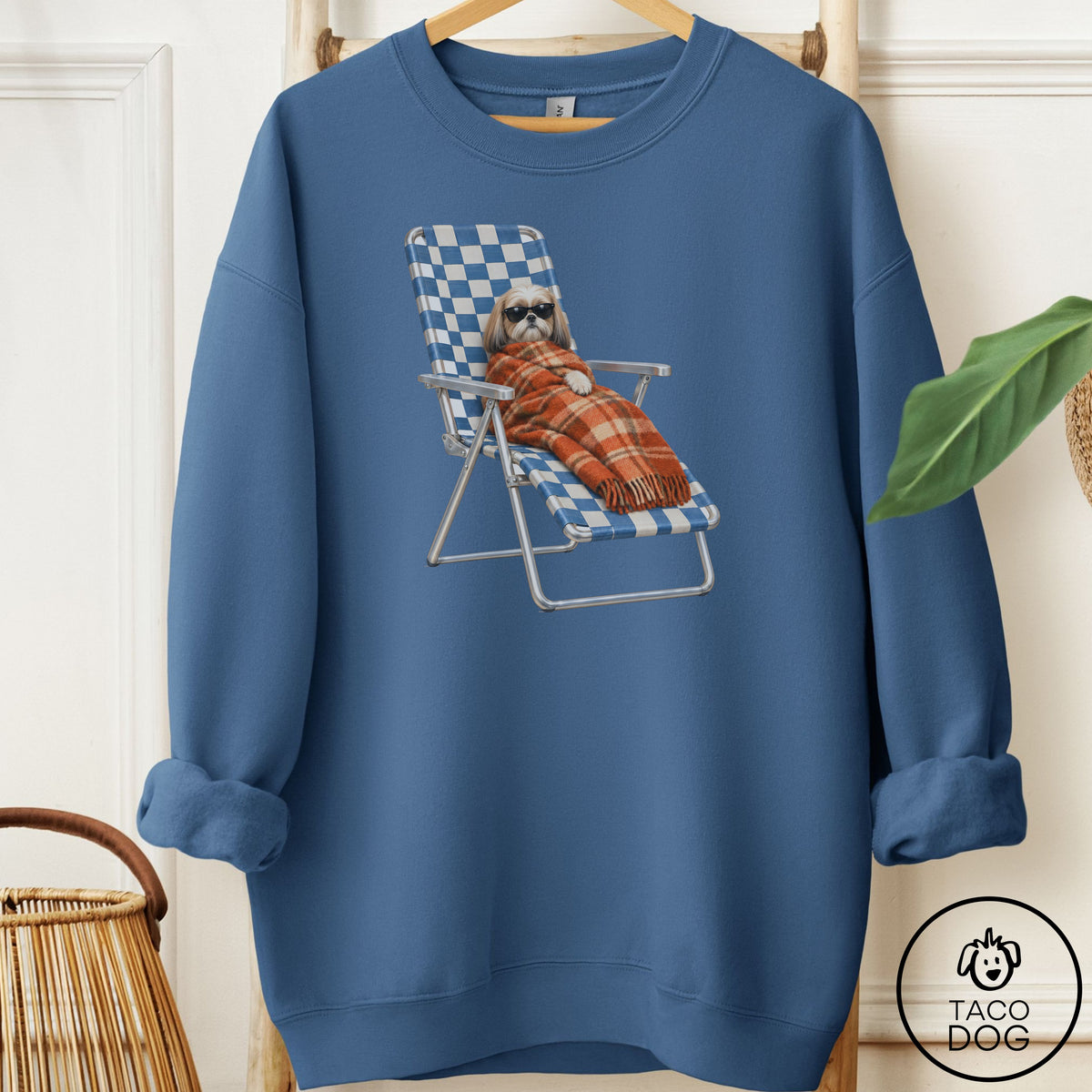 Shih Tzu Layering Sweatshirt Indigo Blue Taco-Dog