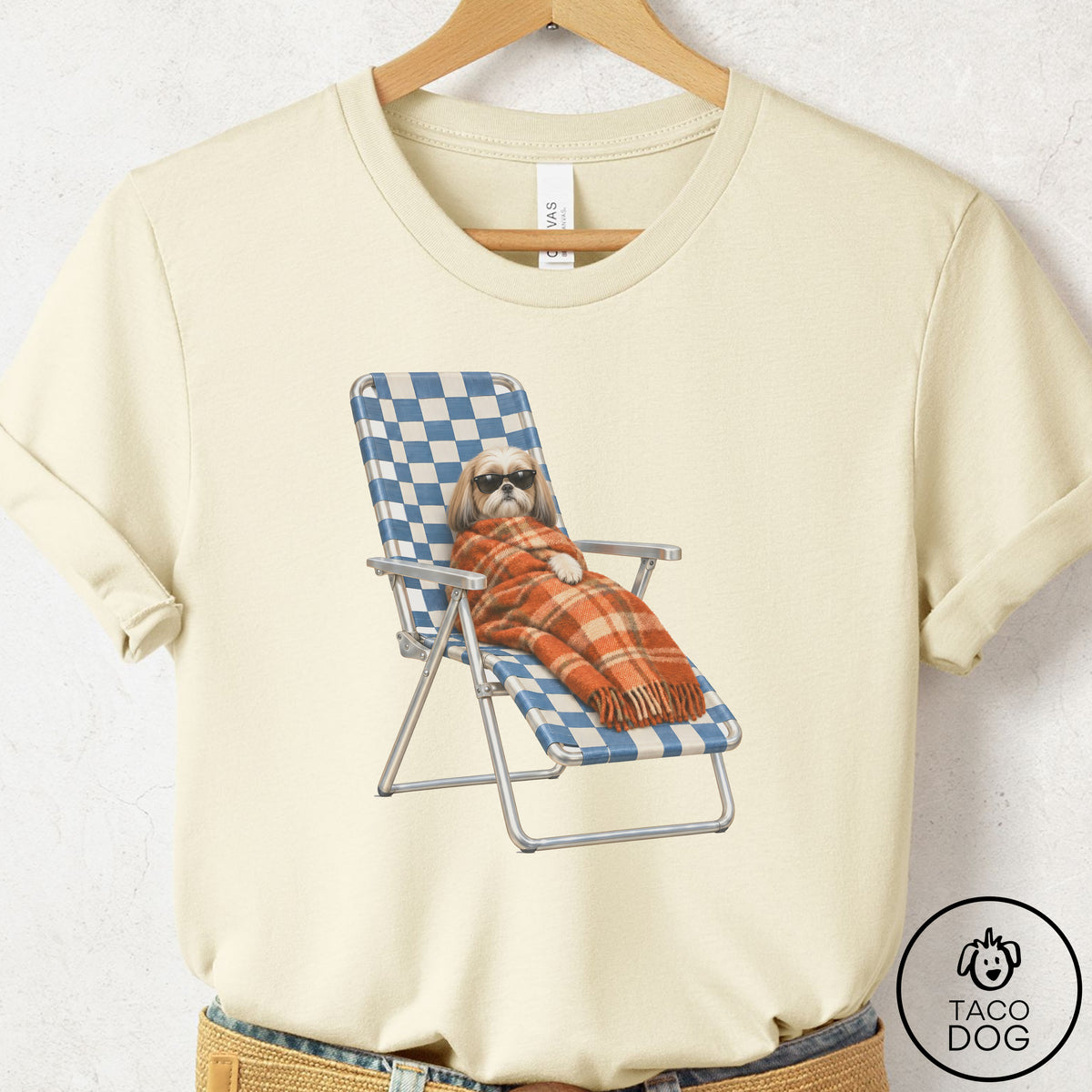 Shih Tzu Layering T-Shirt Natural Taco-Dog