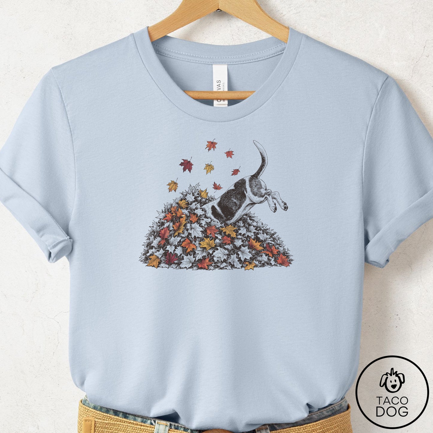 Basset Hound Leaf Jump T-Shirt