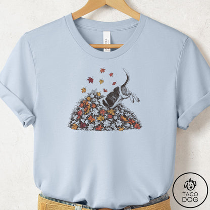 Basset Hound Leaf Jump T-Shirt