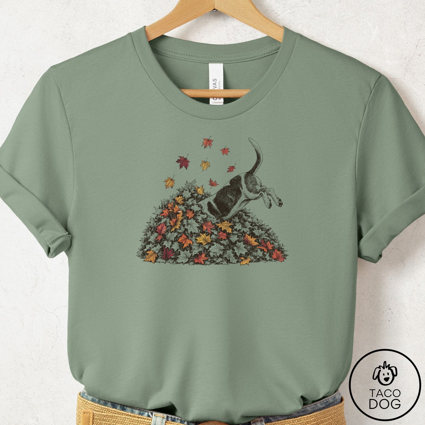 Basset Hound Leaf Jump T-Shirt