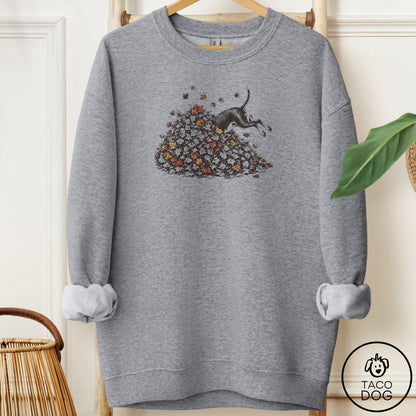 Bull Terrier Leaf Jump Sweatshirt Graphite Heather Taco-Dog