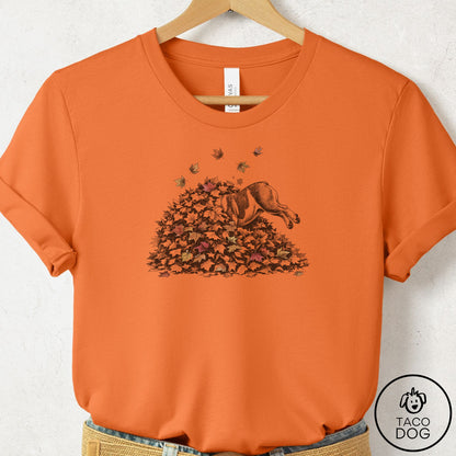 English Bulldog Leaf Jump T-Shirt