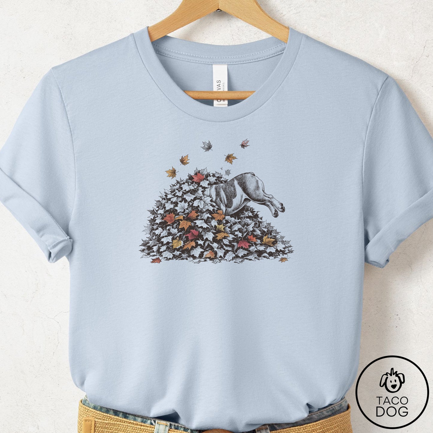 English Bulldog Leaf Jump T-Shirt