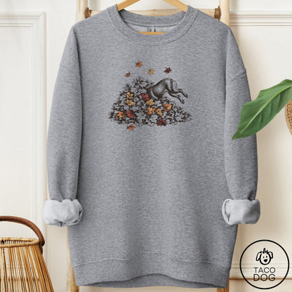 French Bulldog Frenchie Leaf Jump Sweatshirt Graphite Heather Taco-Dog