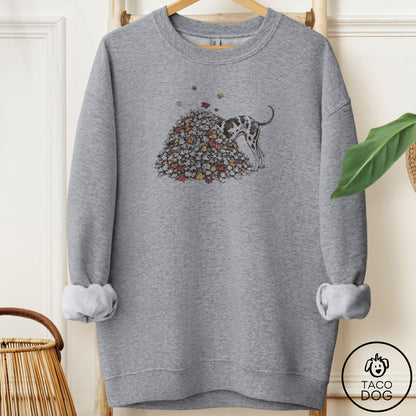 Great Dane Leaf Jump Sweatshirt Graphite Heather Taco-Dog