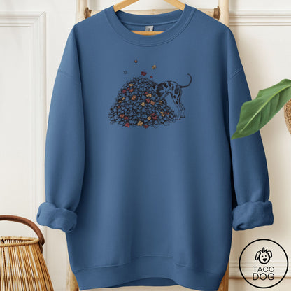 Great Dane Leaf Jump Sweatshirt Indigo Blue Taco-Dog