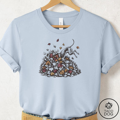 Italian Greyhound Whippet Leaf Jump T-Shirt