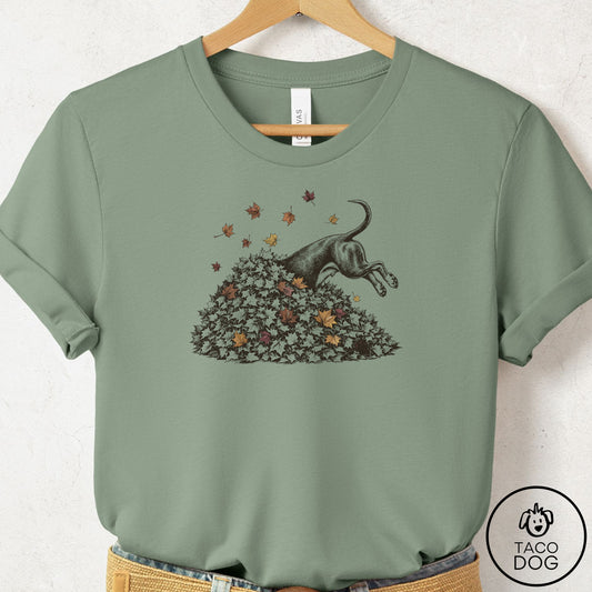Pitbull Leaf Jump T-Shirt Sage Taco-Dog