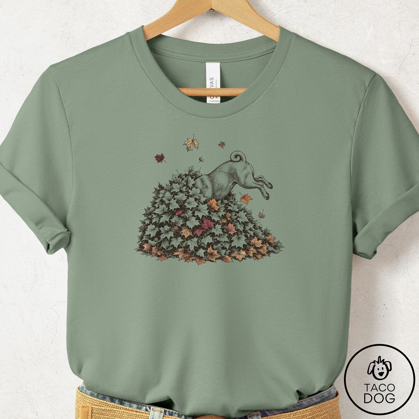 Pug Leaf Jump T-Shirt
