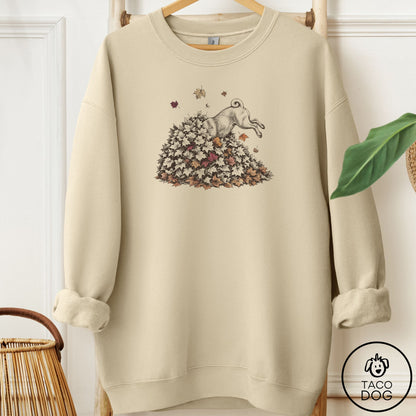 Pug Leaf Jump Sweatshirt Sand Taco-Dog