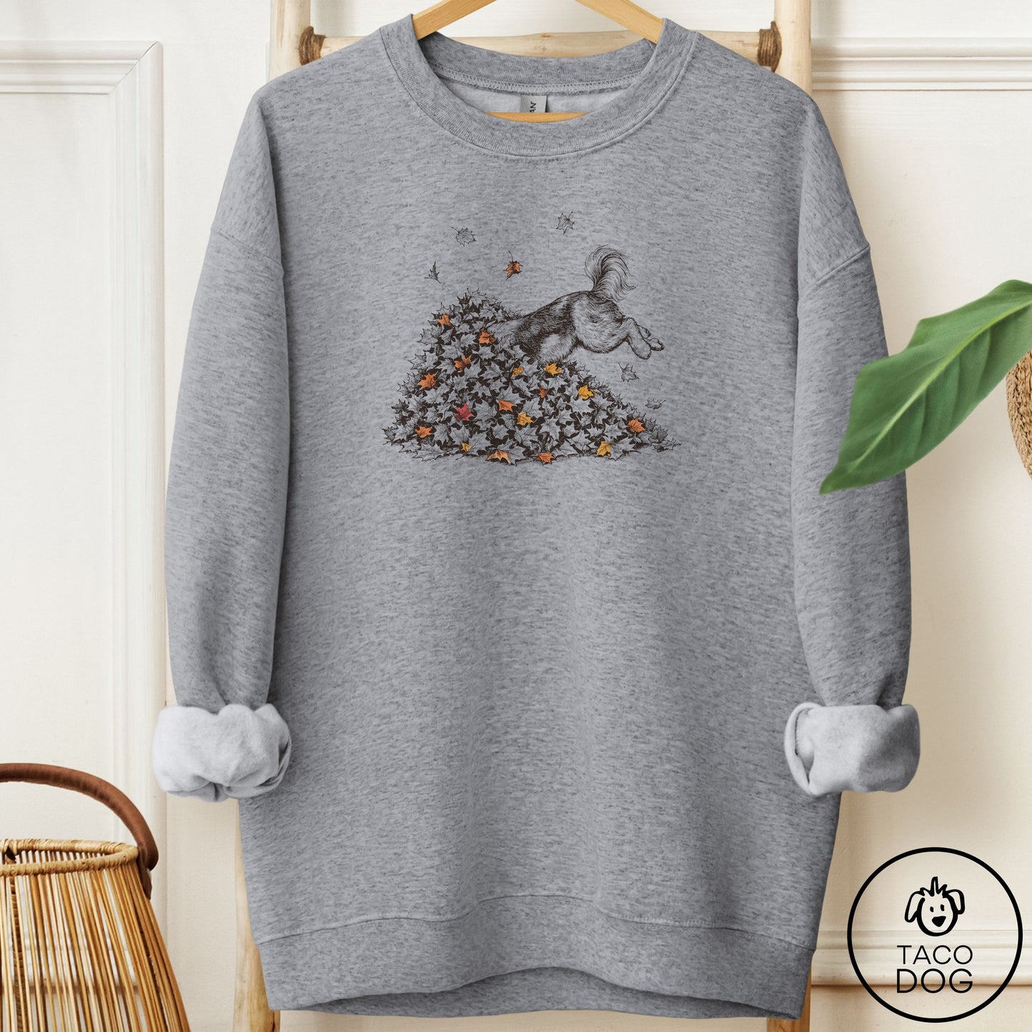 Shih Tzu Leaf Jump Sweatshirt Graphite Heather Taco-Dog