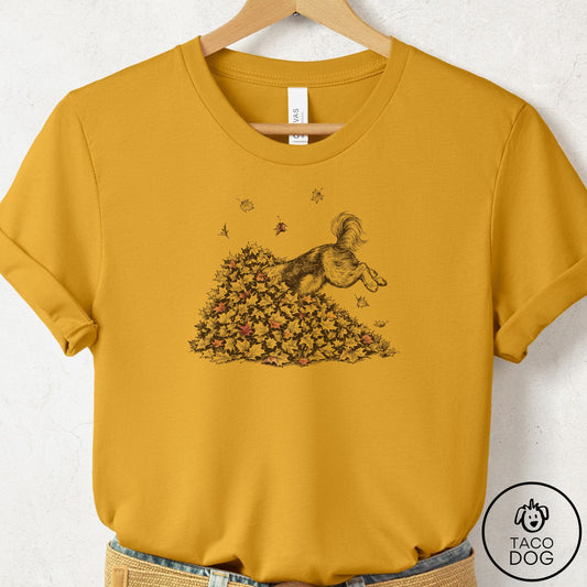 Shih Tzu Leaf Jump T-Shirt Mustard Taco-Dog