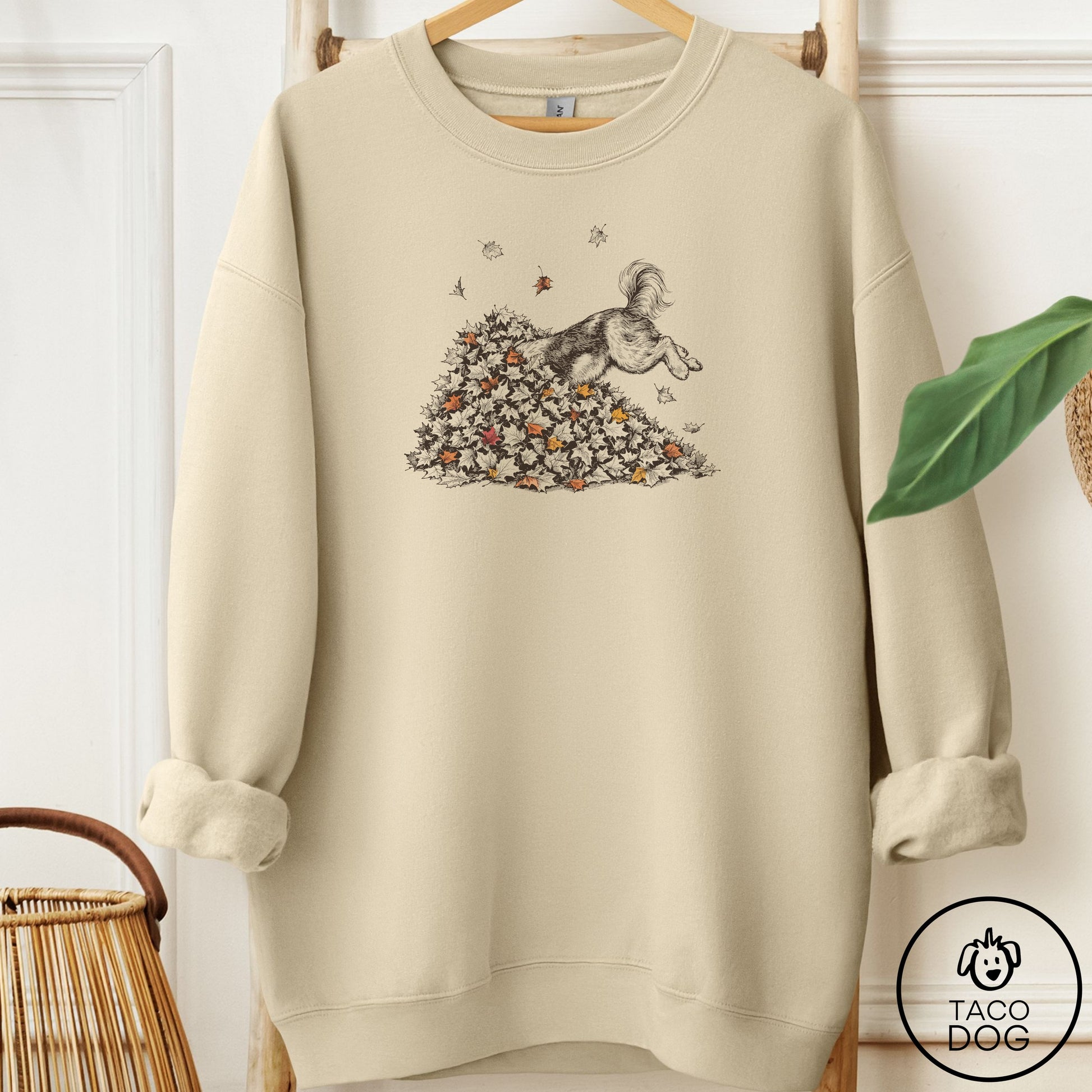 Shih Tzu Leaf Jump Sweatshirt Sand Taco-Dog