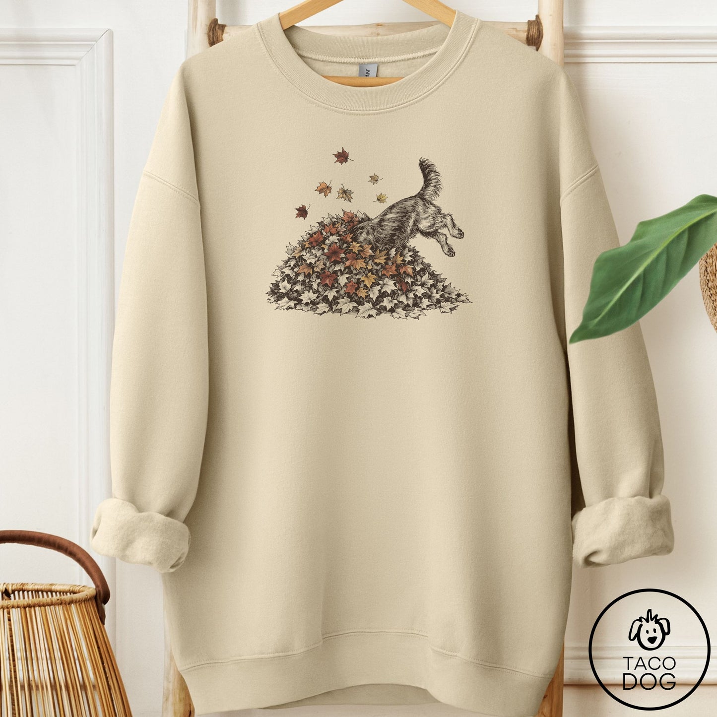Yorkshire Terrier Yorkie Leaf Jump Sweatshirt Sand Taco-Dog