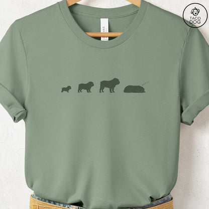 English Bulldog Lifecycle T-Shirt Sage Taco-Dog