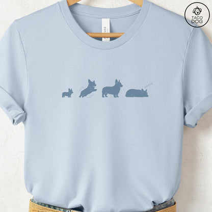 Corgi Lifecycle T-Shirt Light Blue Taco-Dog