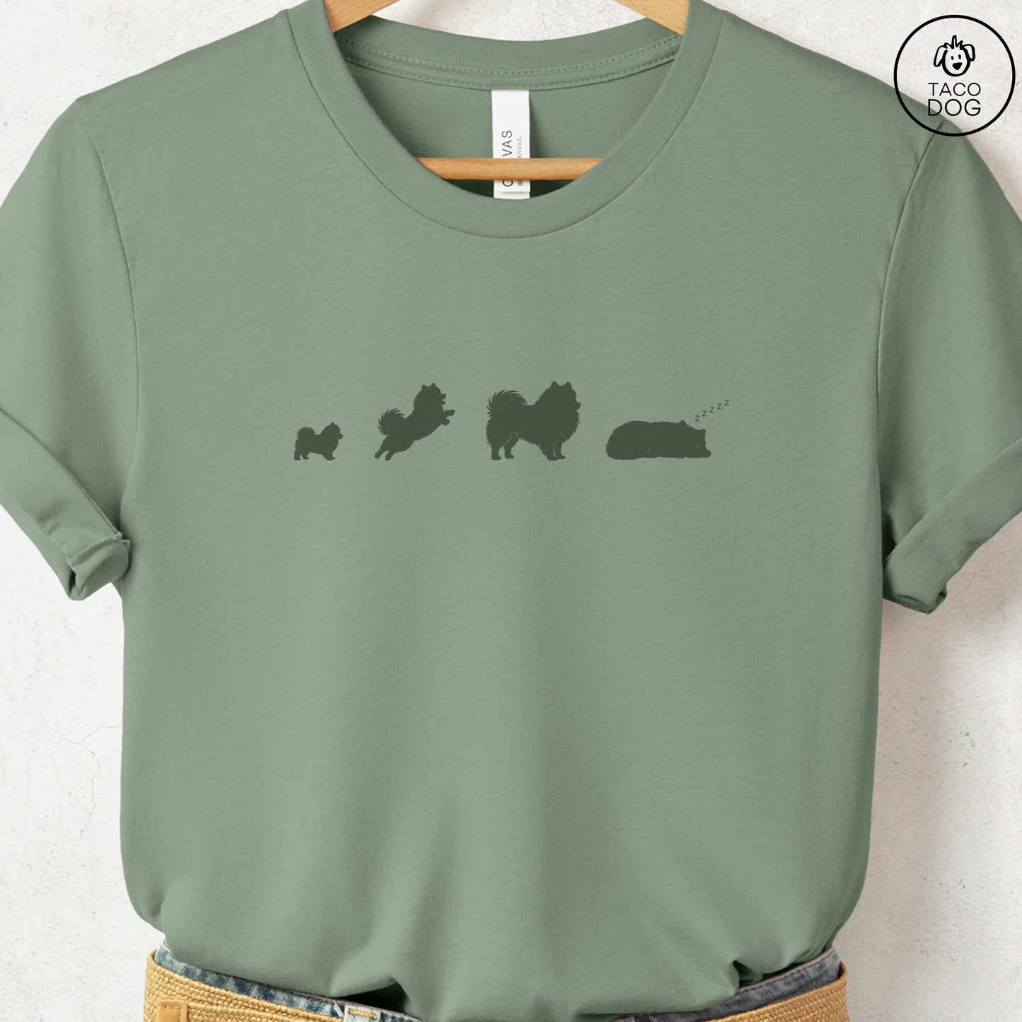Pomeranian Lifecycle T-Shirt Sage Taco-Dog