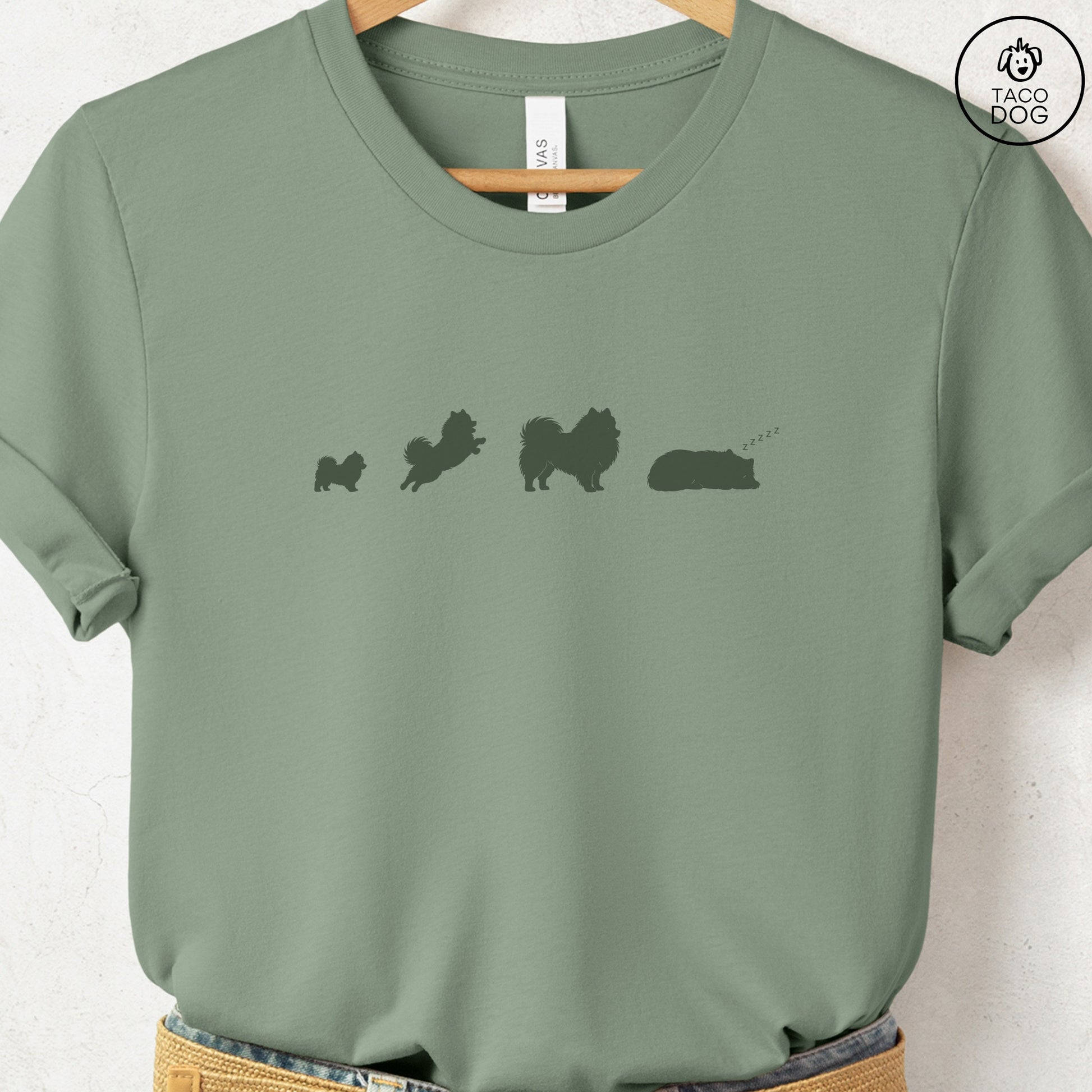 Pomeranian Lifecycle T-Shirt Sage Taco-Dog