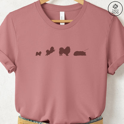 Pomeranian Lifecycle T-Shirt Heather Mauve Taco-Dog