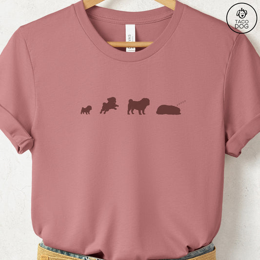 Pug Lifecycle T-Shirt Heather Mauve Taco-Dog