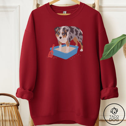Australian Shepherd Litter Box Sweatshirt Garnet Taco-Dog