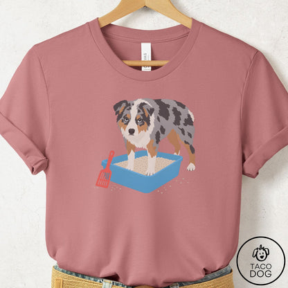 Australian Shepherd Litter Box T-Shirt Mauve Taco-Dog