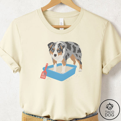 Australian Shepherd Litter Box T-Shirt Natural Taco-Dog